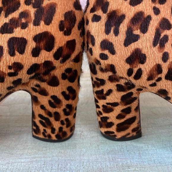 JIMMY CHOO MIRREN CARAMEL LEOPARD PRINT CALF HAIR LEATHER ANKLE BOOTS, SIZE 7.5 - Picture 8 of 11